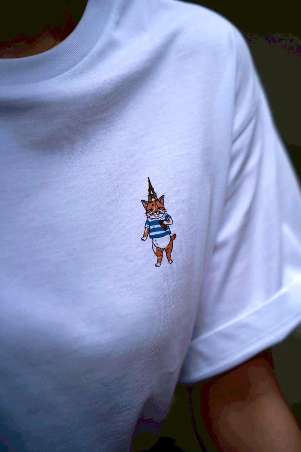 【即日発送】Eiffel cat print T-shirts
