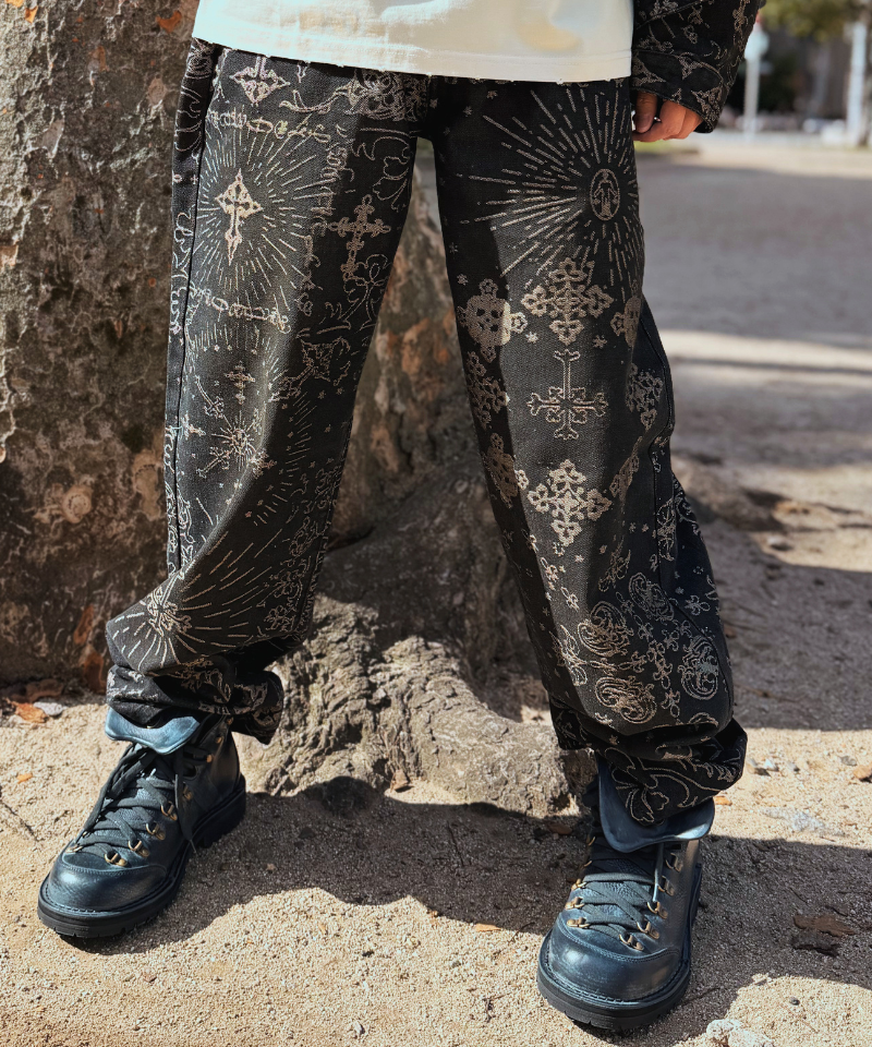 【Untitled Artworks】Jacquard Denim Pants Black