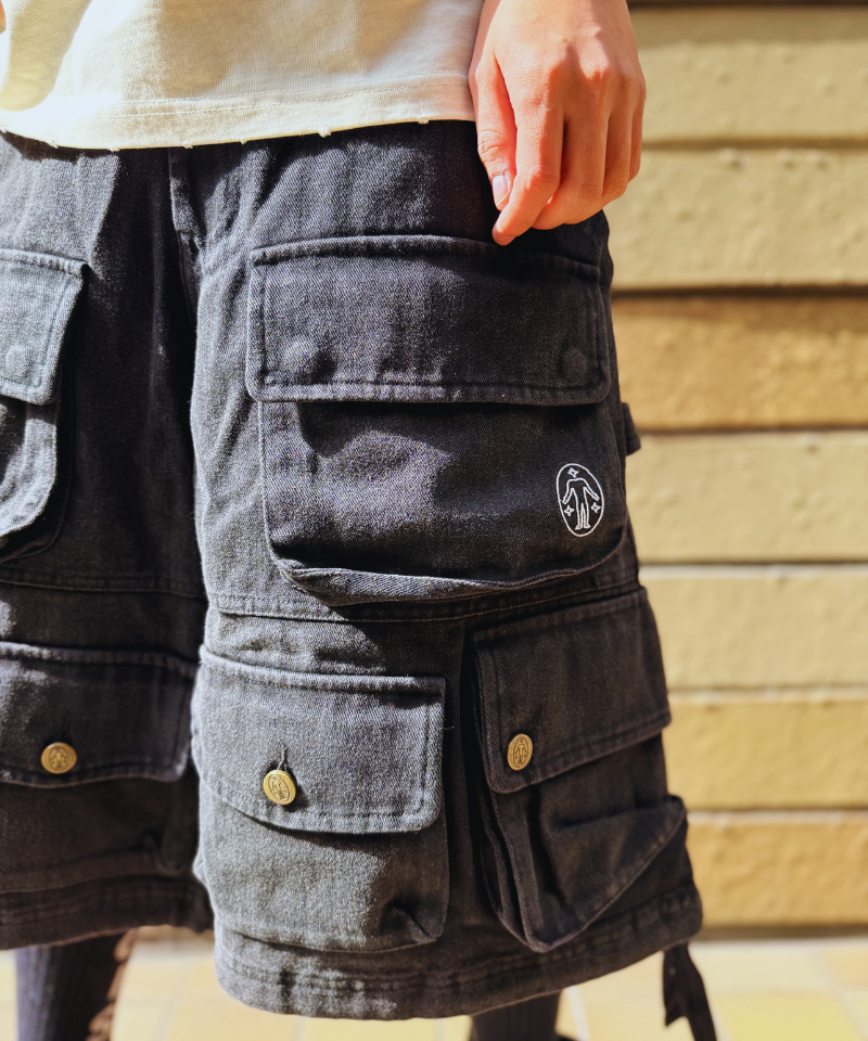 【Untitled Artworks】Cargo Shorts Washed Black