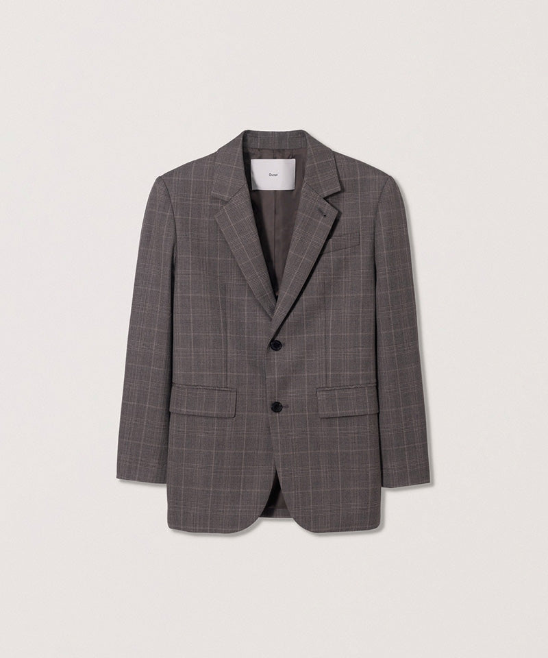 【DUNST】2 BUTTON WOOL BLAZER / BEIGE CHECK