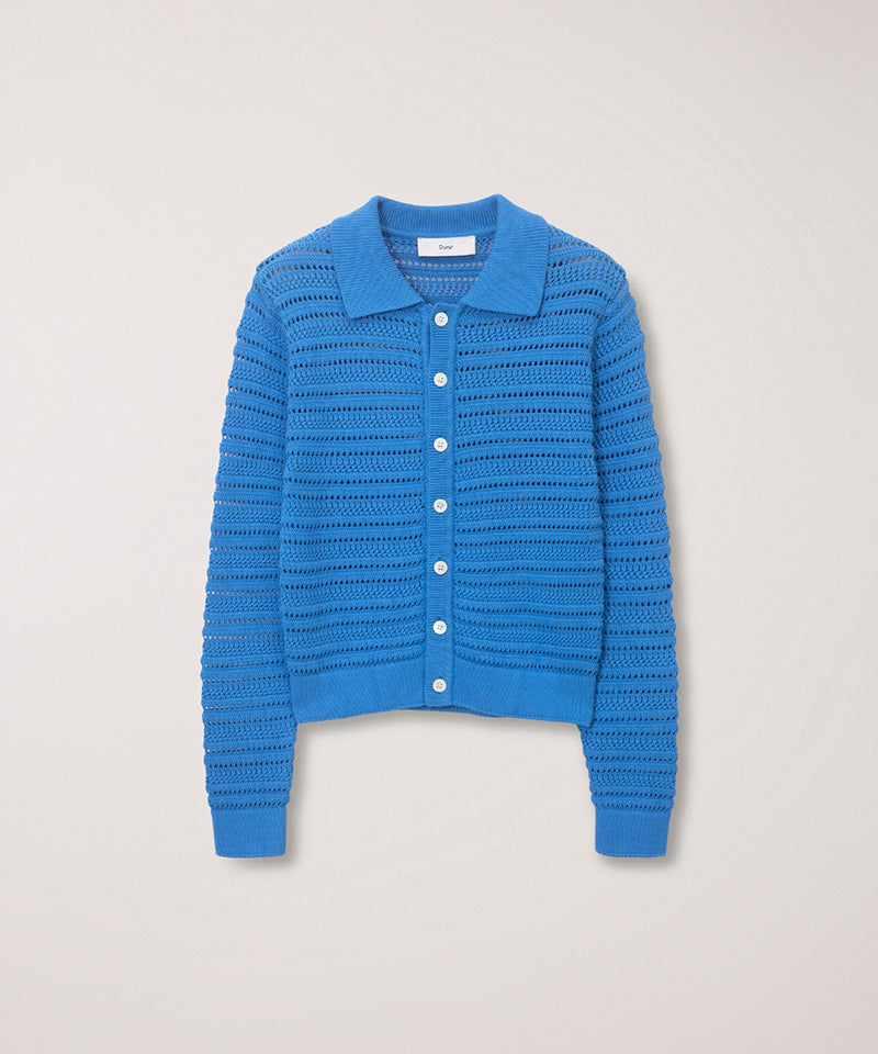 【DUNST】OPEN COLLARED CARDIGAN / BLUE