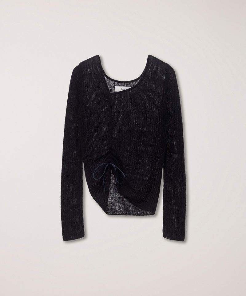 【DUNST】SHIRRING KNIT TOP / NAVY