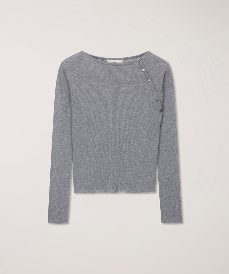 【DUNST】SLIT KNIT TOP / MELANGE GREY