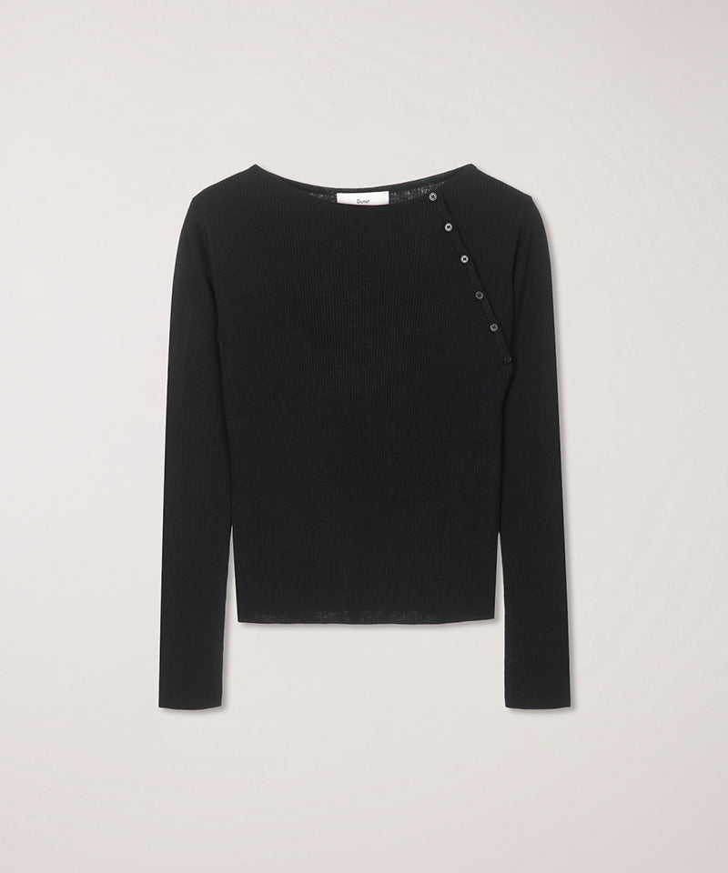 【DUNST】SLIT KNIT TOP / BLACK