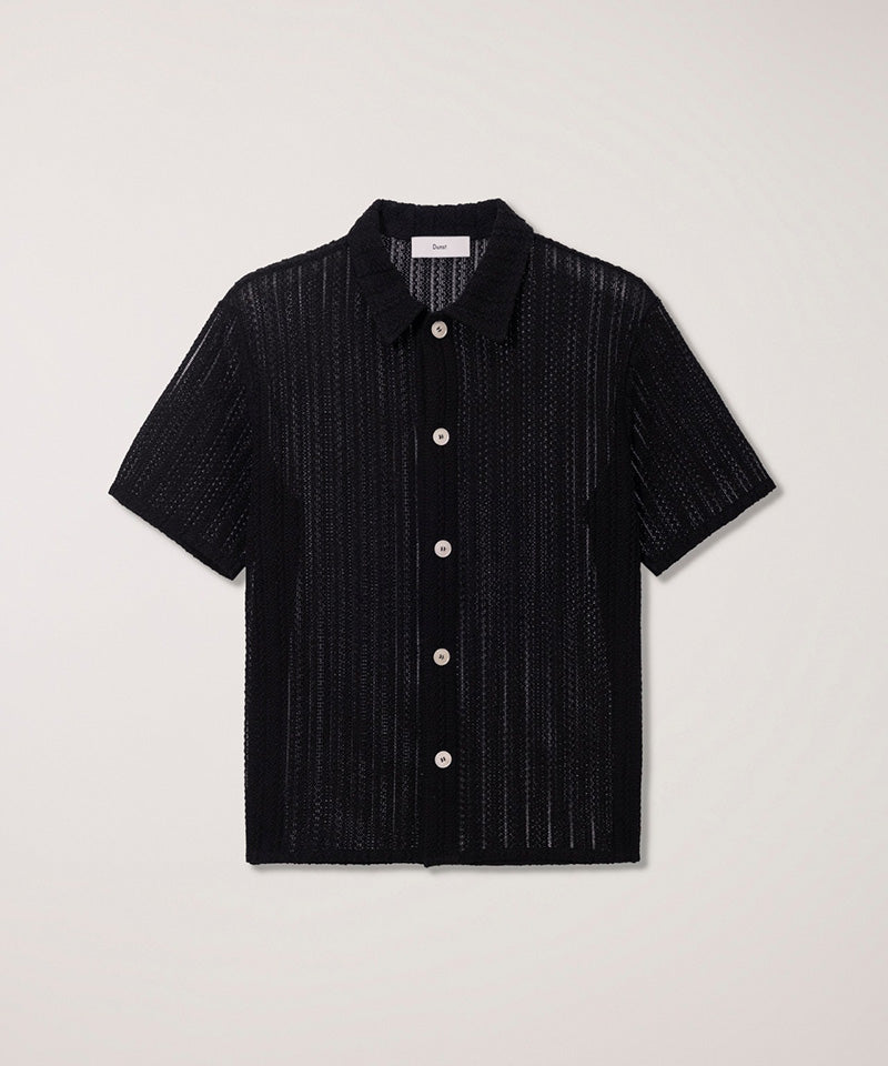 【DUNST】CROCHET SHIRT / BLACK STRIPE