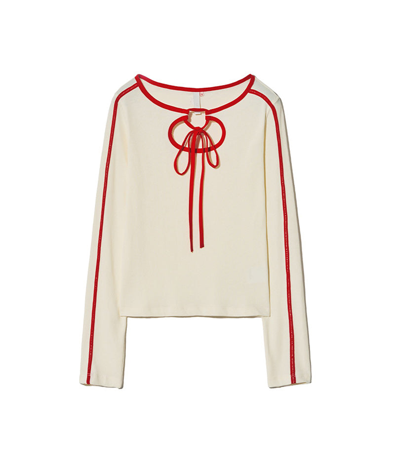 【KIJUN】Cut Out Jersey Top / Ivory