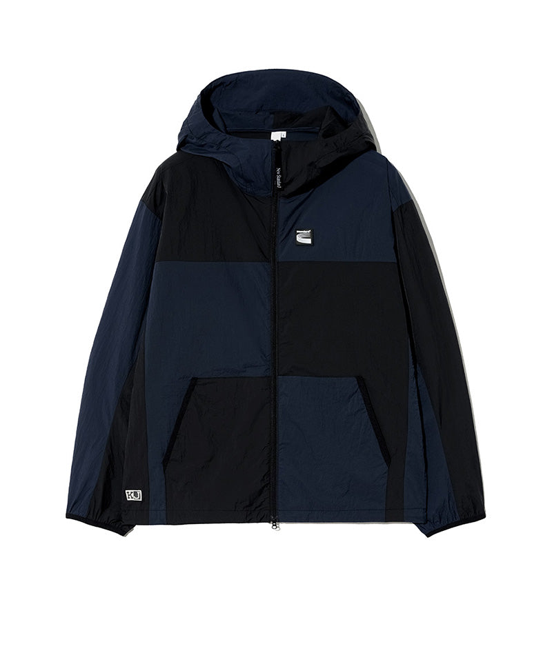 【KIJUN】Paneled Windbreaker / Navy×Black