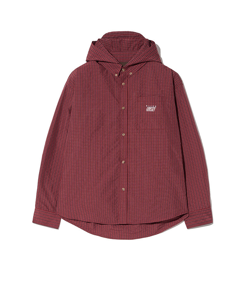 【KIJUN】Check Hoodie Shirt / Red