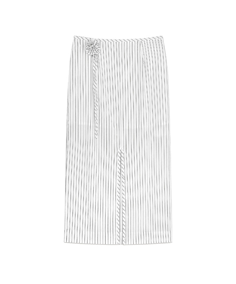 【KIJUN】Stripe Corsage Long Skirt / Off-White Stripe
