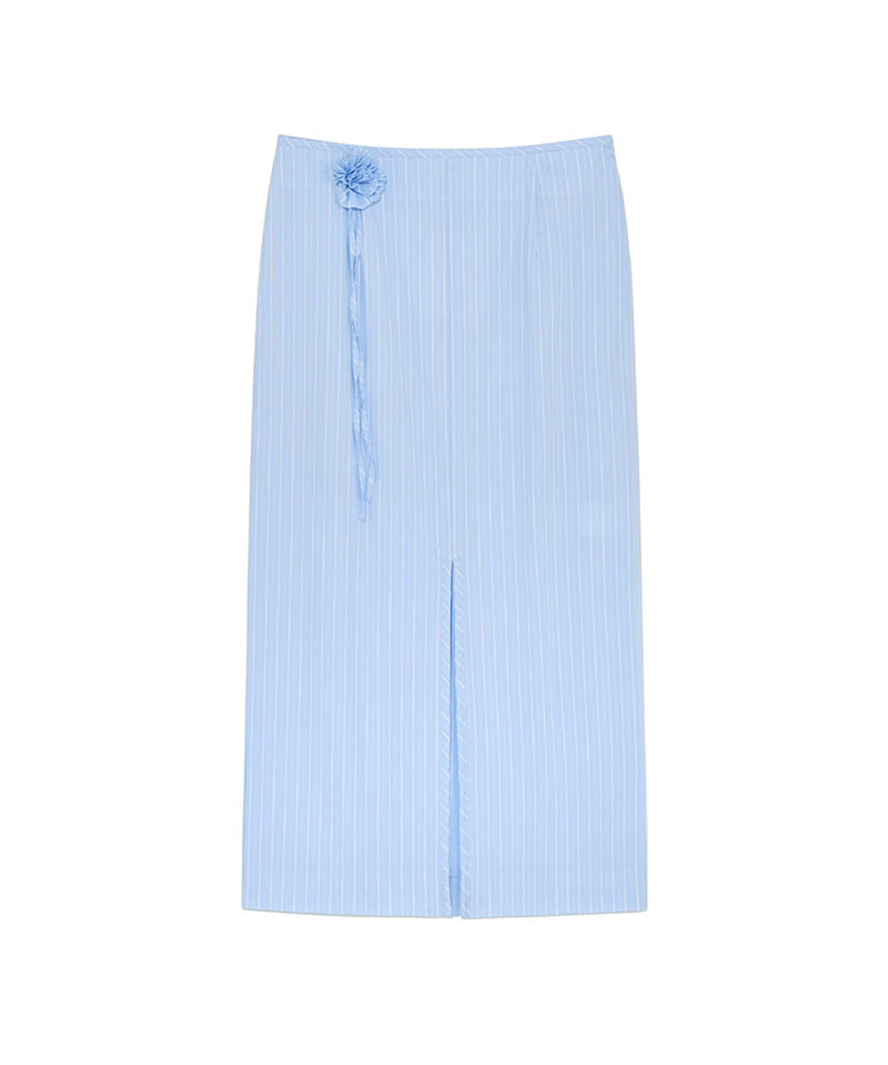 【KIJUN】Stripe Corsage Long Skirt / Blue Stripe
