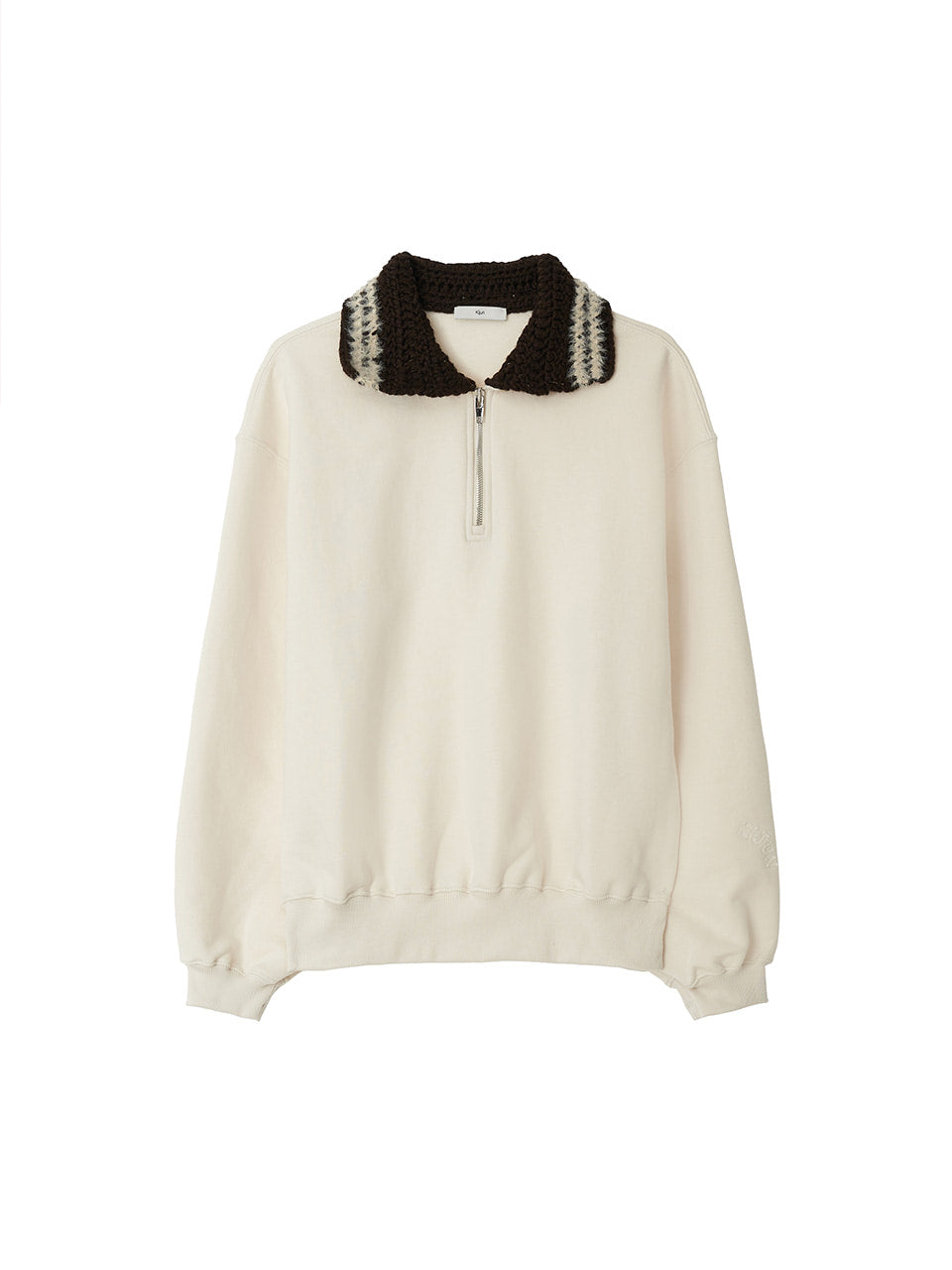 Crochet Collar Half Zip-Up Pullover