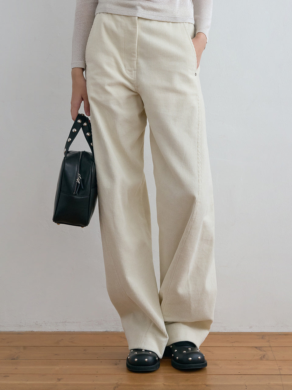 Curved Seam Corduroy Pants