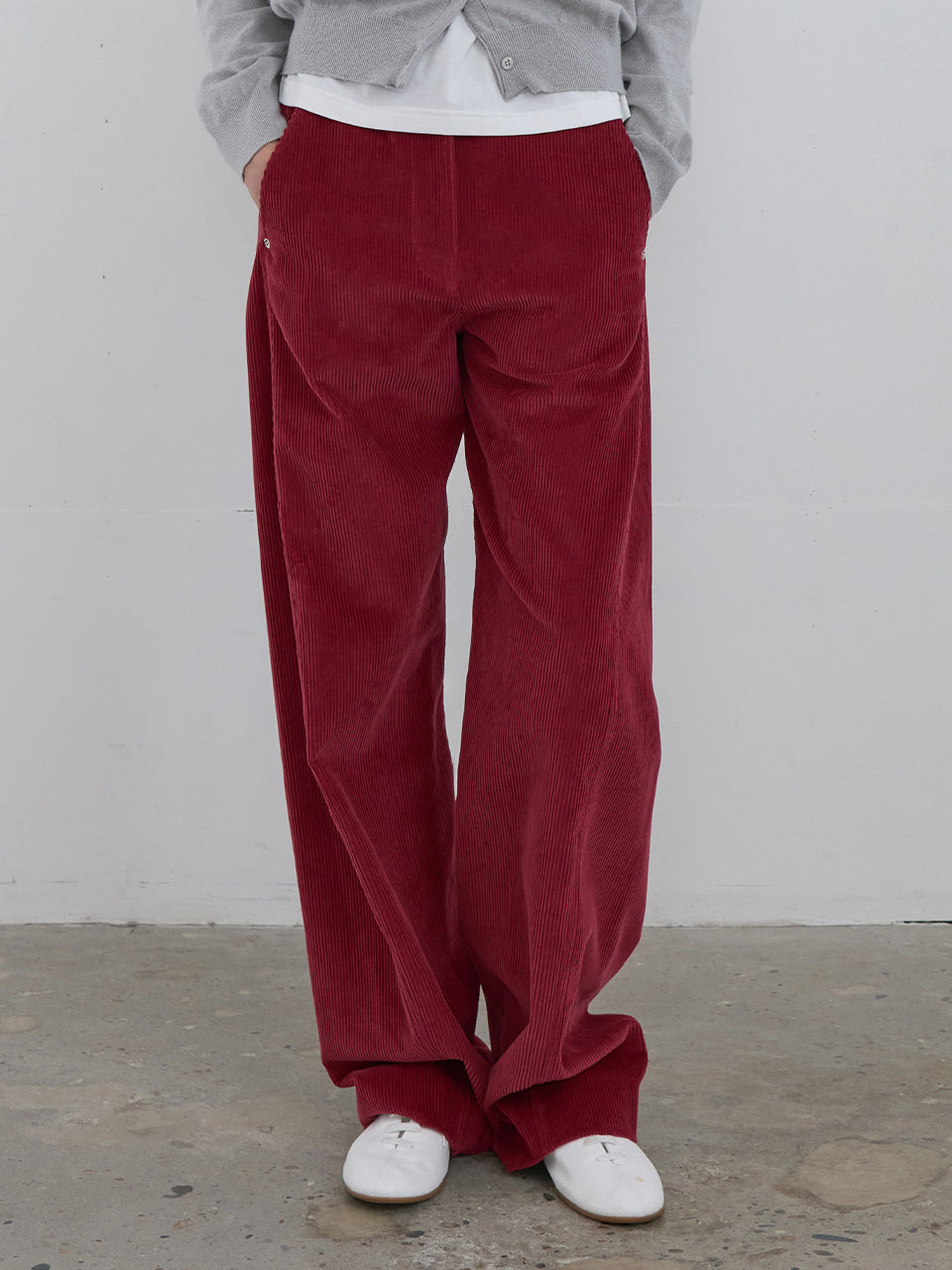 Curved Seam Corduroy Pants