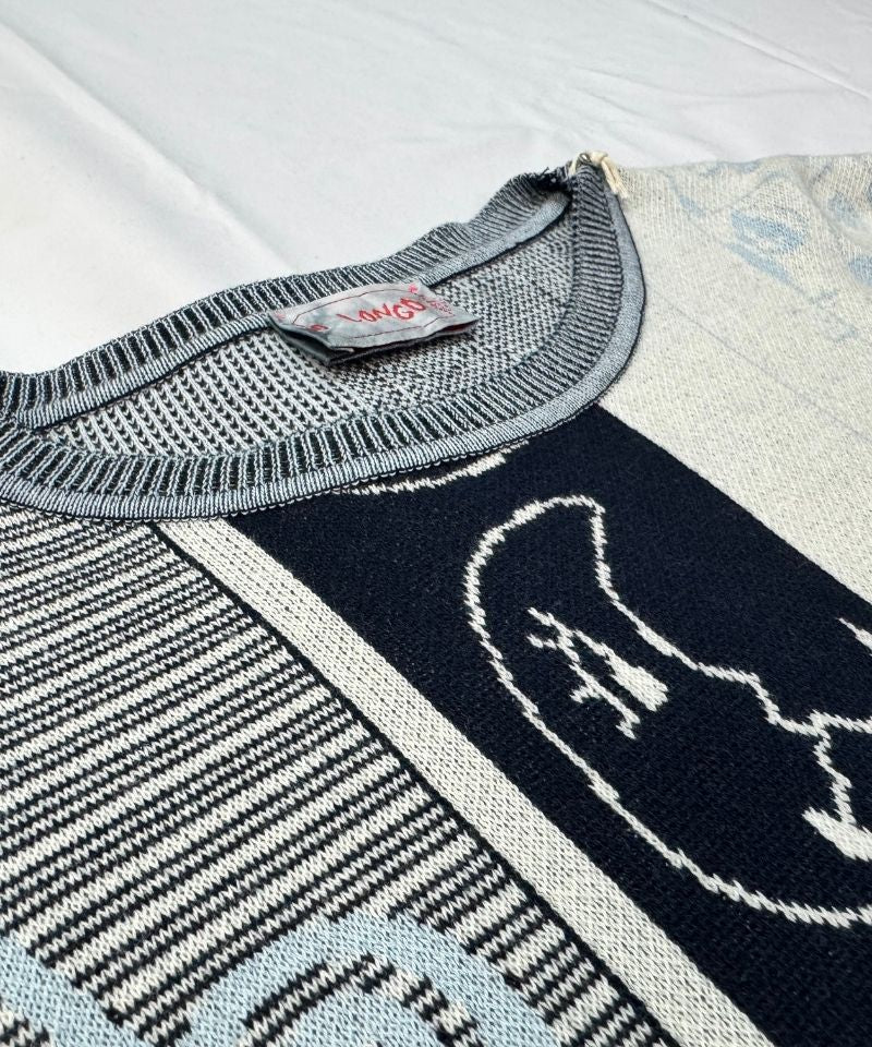 【LONGO】Man's Jacquard Knitted T-Shirt style Sweater