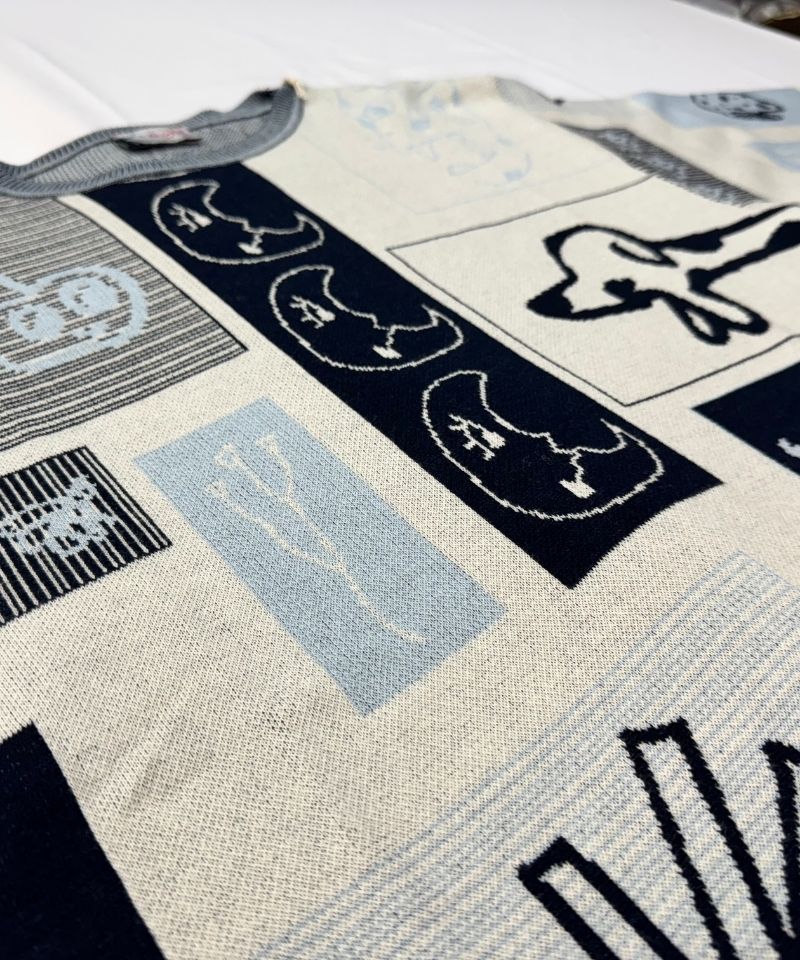 【LONGO】Man's Jacquard Knitted T-Shirt style Sweater