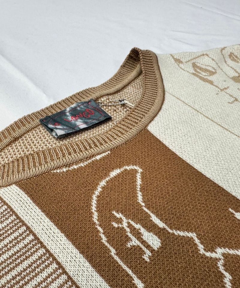 【LONGO】Man's Jacquard Knitted T-Shirt style Sweater