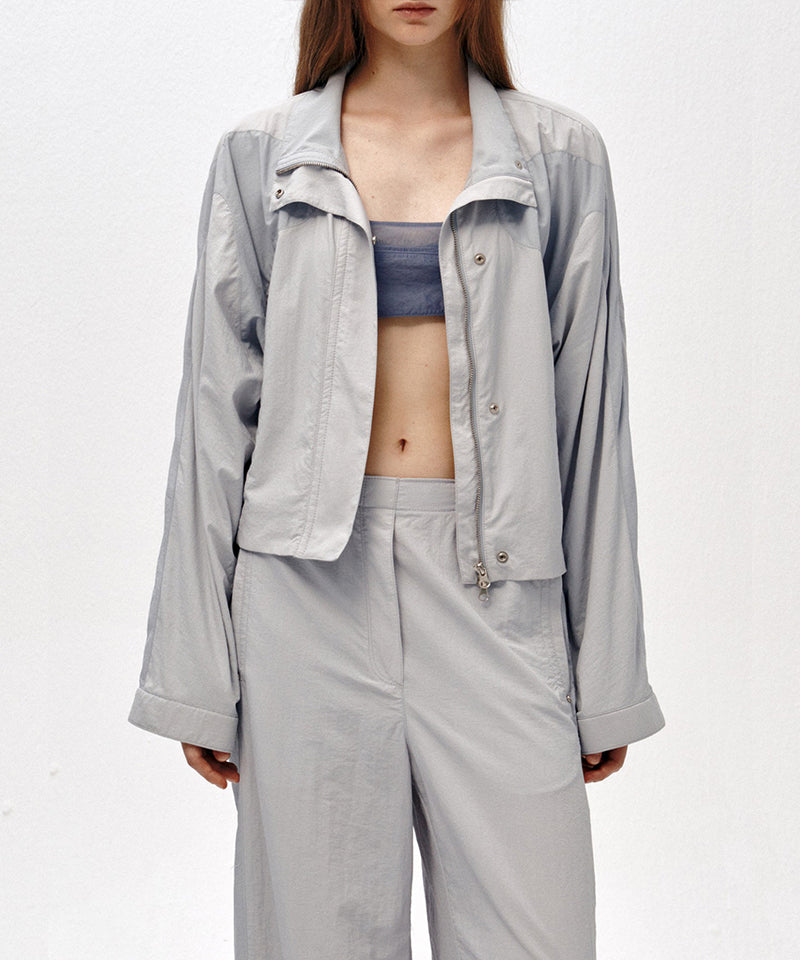 【LOW CLASSIC】CONTRAST ZIP-UP SHORT JACKET / Light Blue