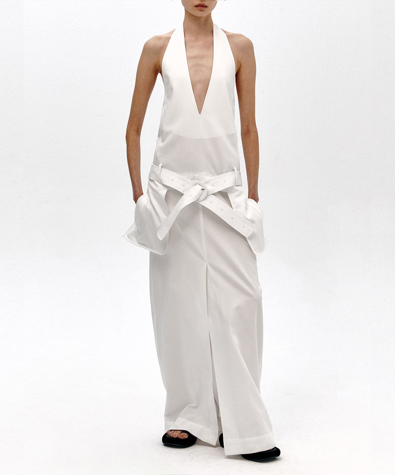 【LOW CLASSIC】HALTER MAXI DRESS / White
