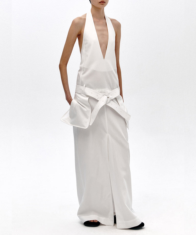 【LOW CLASSIC】HALTER MAXI DRESS / White