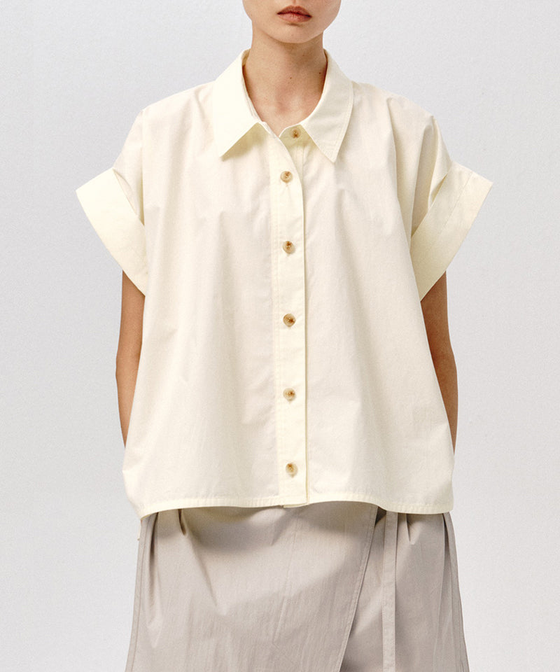 【LOW CLASSIC】TURN-UP HALF SHIRT / Lemon