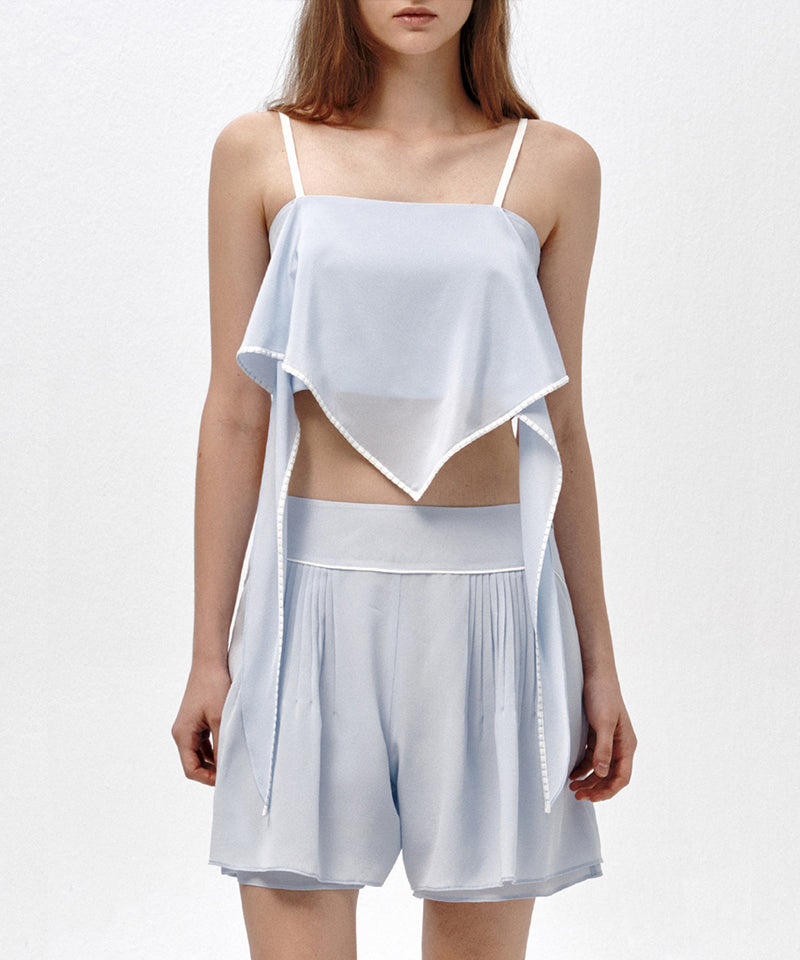 【LOW CLASSIC】SILK SCARF TOP / Light Blue