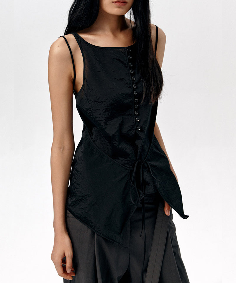 【LOW CLASSIC】SEE-THROUGH BUTTON LOOP TOP / Black