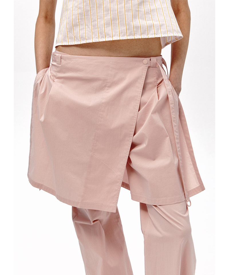 【LOW CLASSIC】NEW LAYERED WRAP SKIRT PANTS / Light Pink