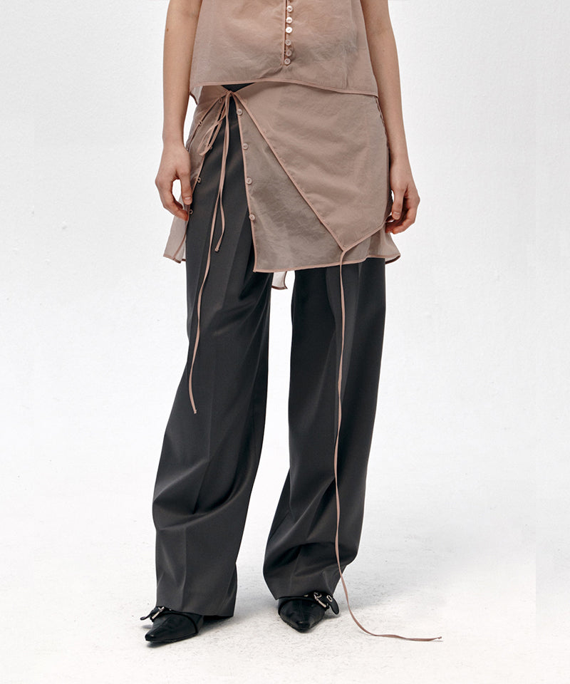 【LOW CLASSIC】SEE-THROUGH BUTTON LOOP SKIRT / Pink