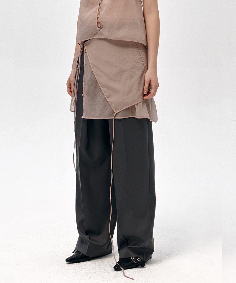 【LOW CLASSIC】SEE-THROUGH BUTTON LOOP SKIRT / Pink