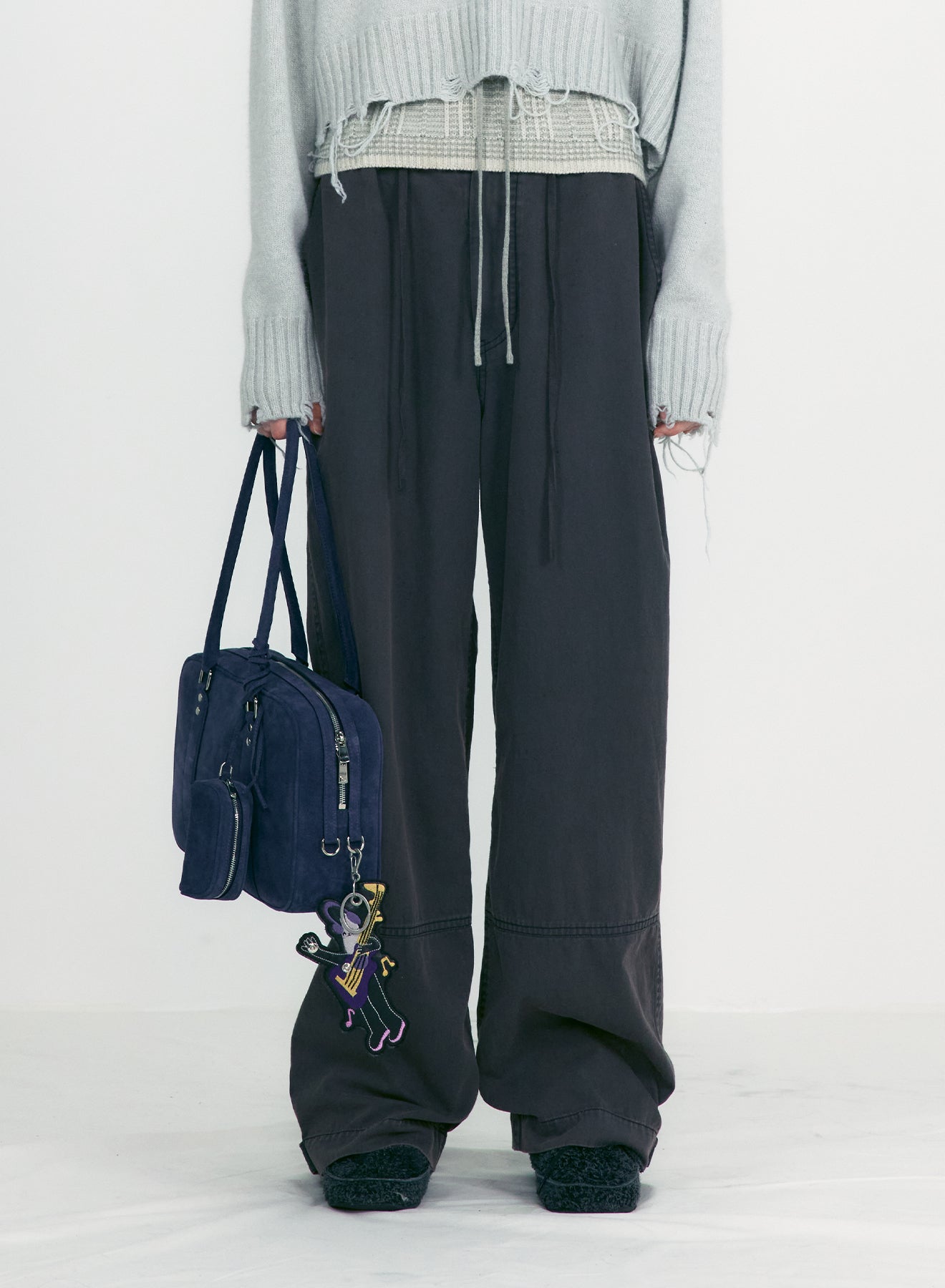 WASHED COTTON WIDE PANTS