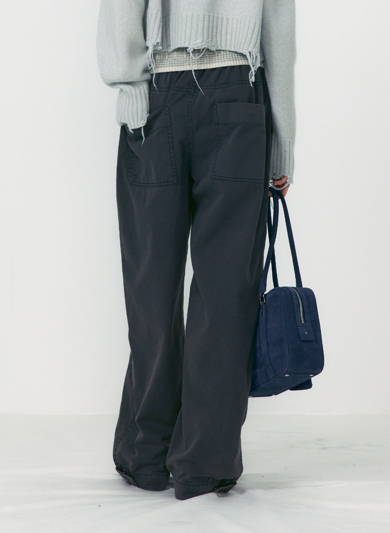 WASHED COTTON WIDE PANTS