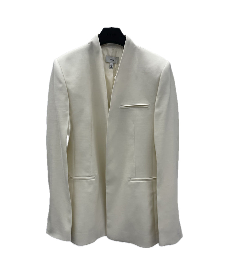 【LVIR】WOOL SILK COLLARLESS BELTED JACKET / IVORY