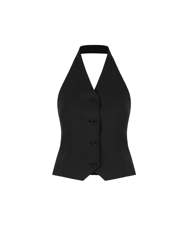 【LVIR】HALTER-NECK VEST JACKET / BLACK