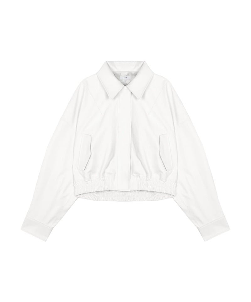 【LVIR】FAUX LEATHER ZIP-UP BLOUSON / WHITE