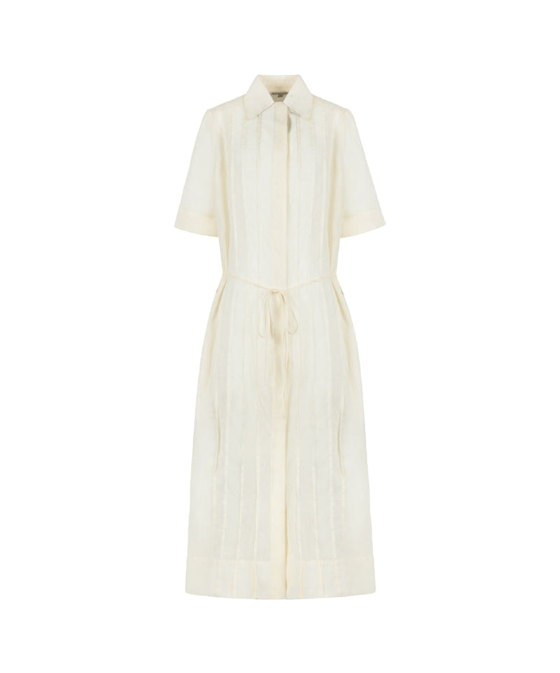 【LVIR】LINEN PINTUCK LONG SHIRTS / LIGHT YELLOW