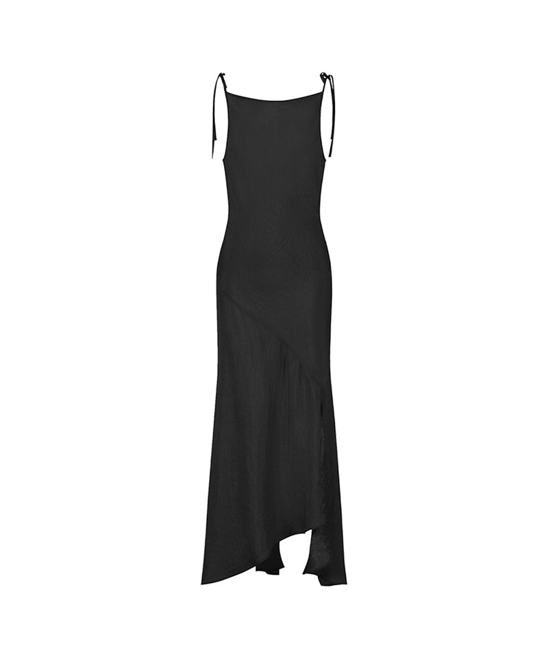 【LVIR】WRINKLED SATIN BIAS-CUT DRESS / BLACK