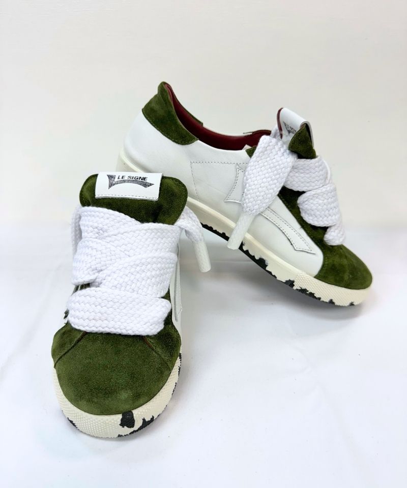 【LE SIGNE】CLASSIC Low-sole White&MilitaryGreen sneaker