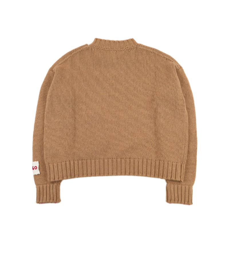 【LONGO】Crew neck Sweater with Pocket (Women’s) / Brown