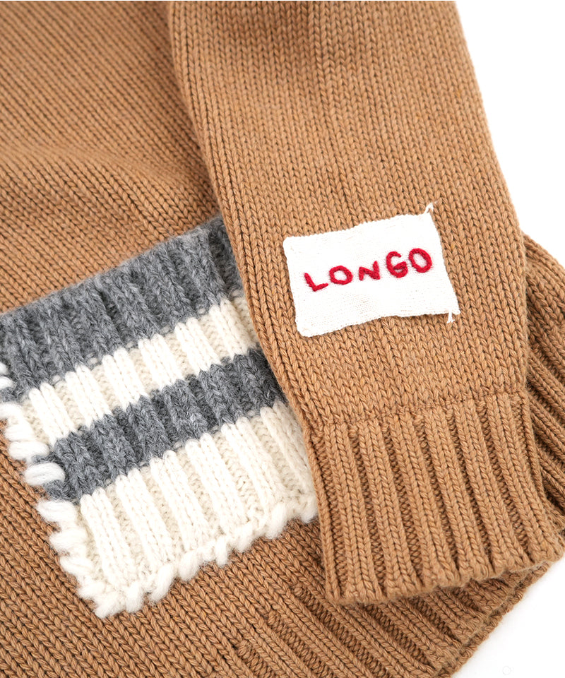 【LONGO】Crew neck Sweater with Pocket (Women’s) / Brown