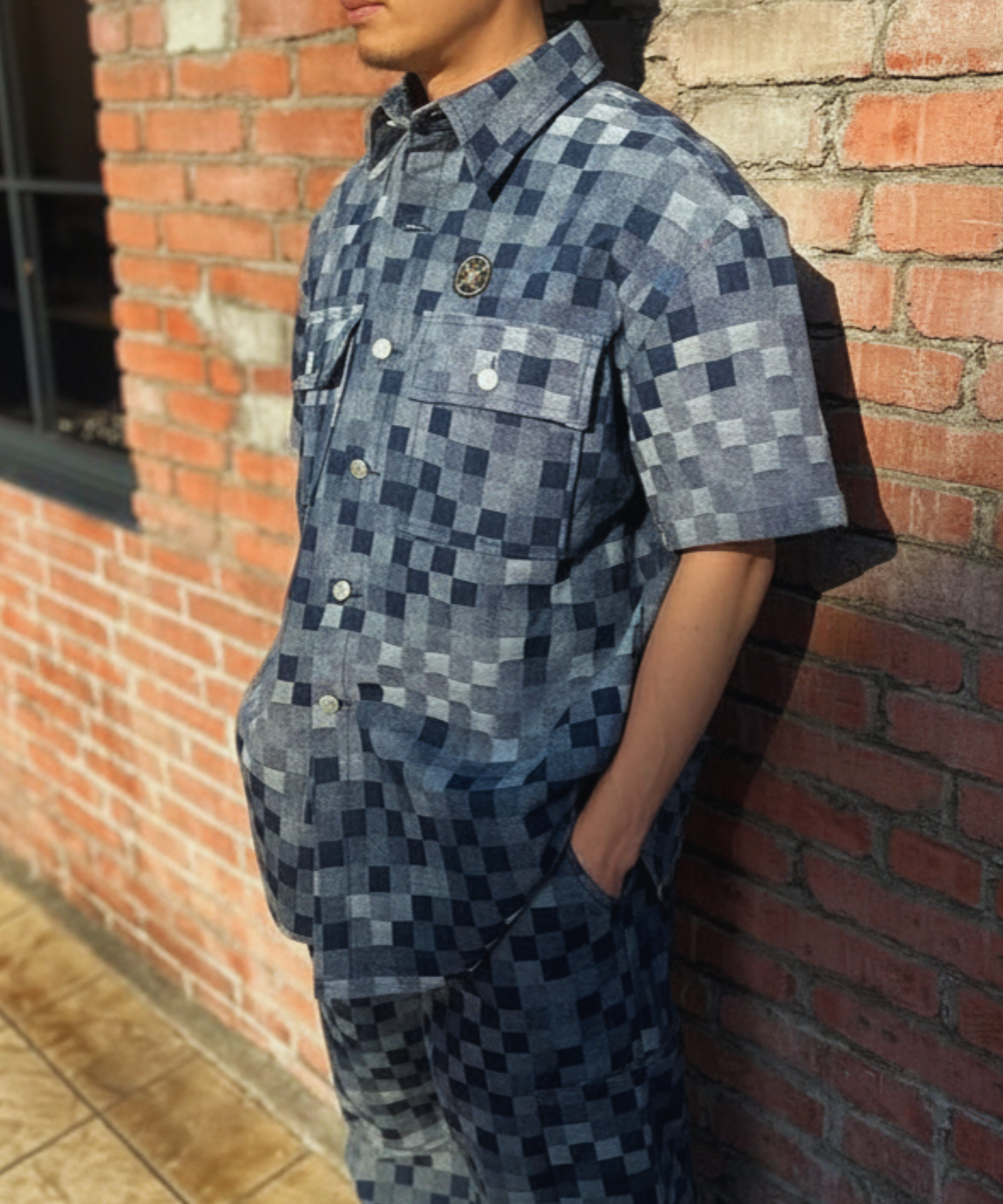 【MWM】CHECKED DENIM SHIRT