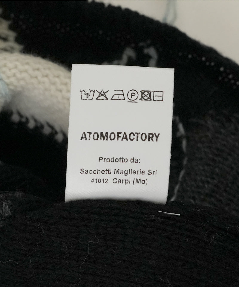 【ATOMOFACTORY】Argyle Crew neck Knit / Black