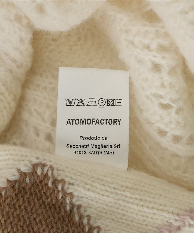 【ATOMOFACTORY】Argyle  knit Hoodie / Panna