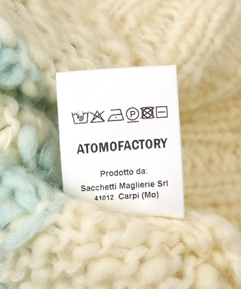 【ATOMOFACTORY】Border Crewneck Knit / Mint-White