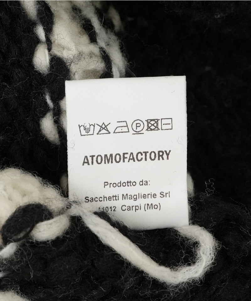 【ATOMOFACTORY】Border Crewneck Knit / Black-White