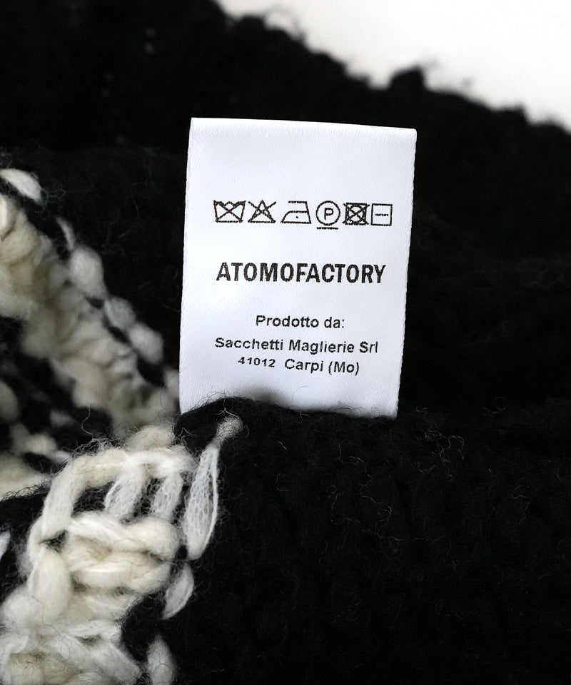 【ATOMOFACTORY】Border V-neck Cardigan / Black×White