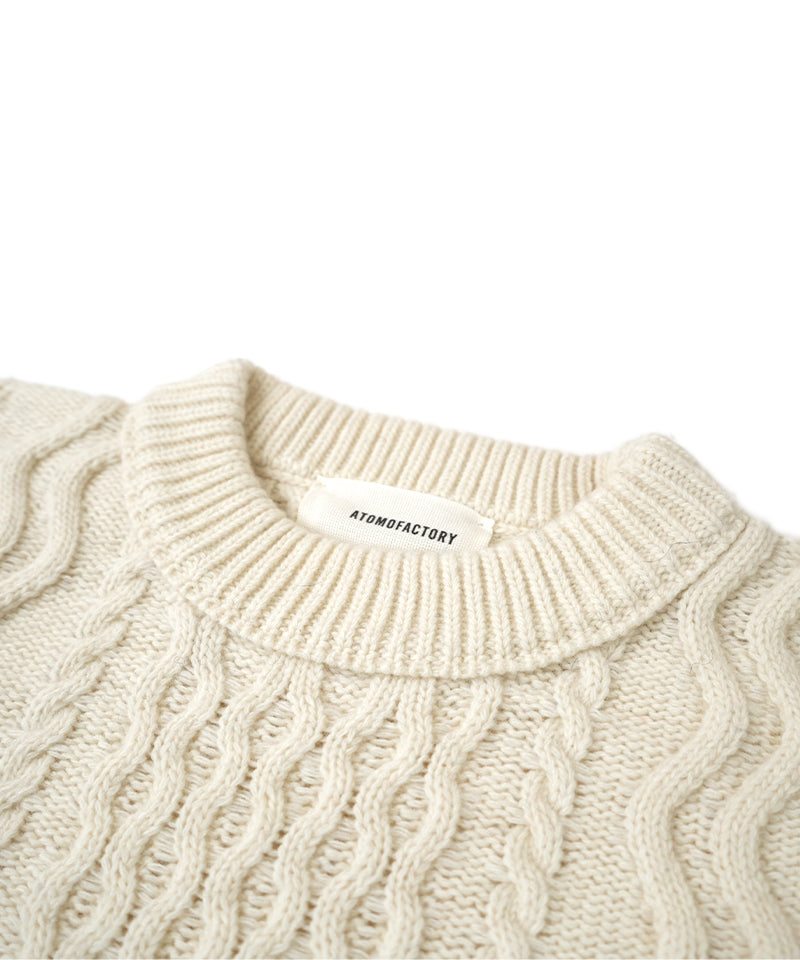 【ATOMOFACTORY】Gradient Cable Knit Sweater / Panna×Brown