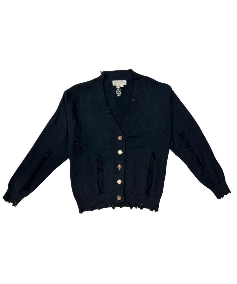 【Untitled Artworks】Cardigan Distressed Black