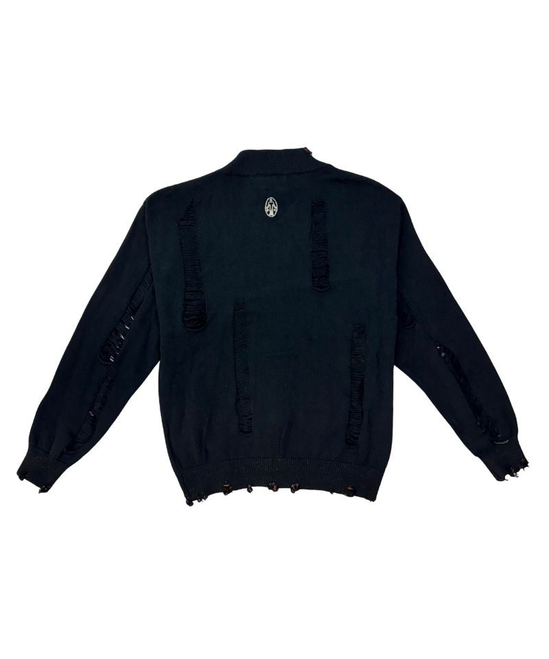 【Untitled Artworks】Cardigan Distressed Black