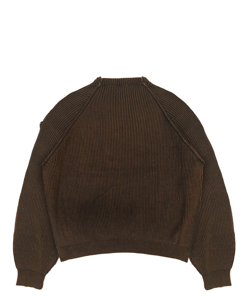 【UNTITLED ARTWORKS】Consumed Knit Ribbed Crewneck BROWN