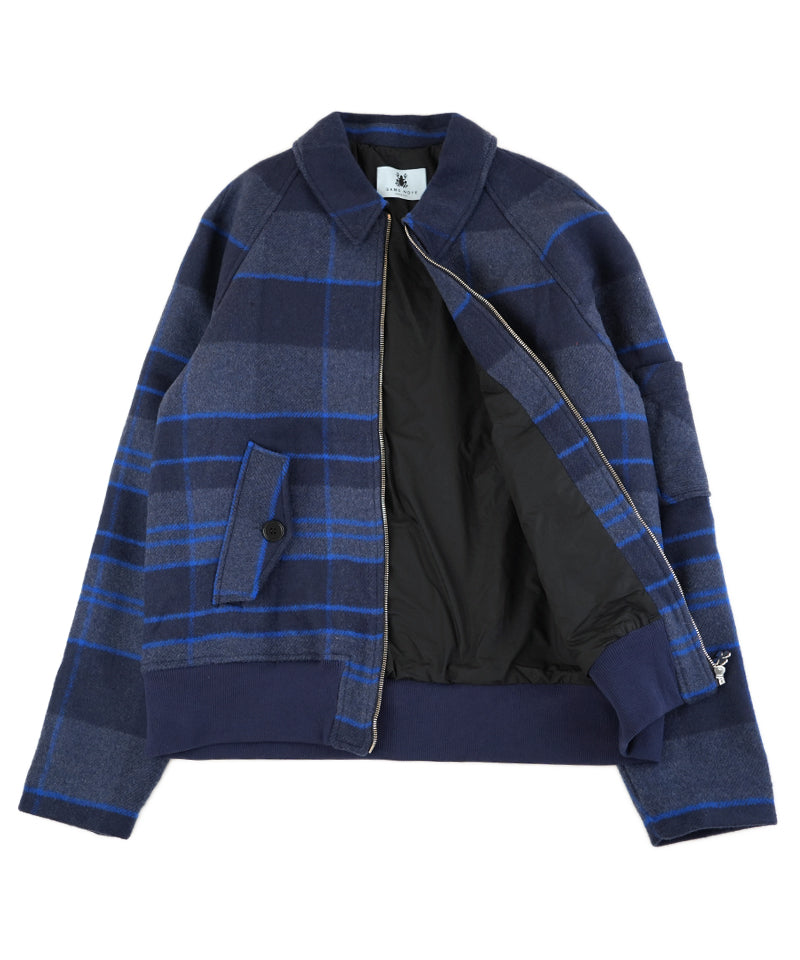 【GAMS NOTE】Gingham Check Zip-Up jacket / Blue